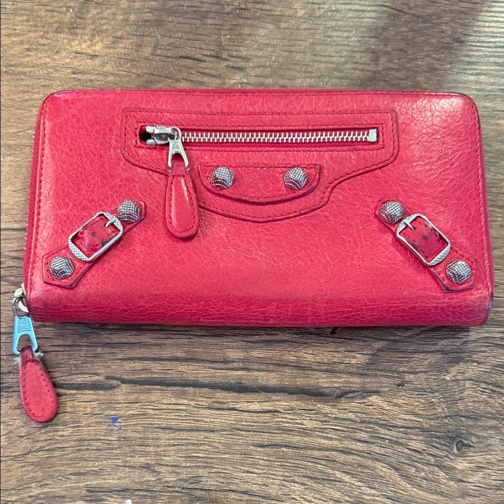Balenciaga Red Agneau leather wallet